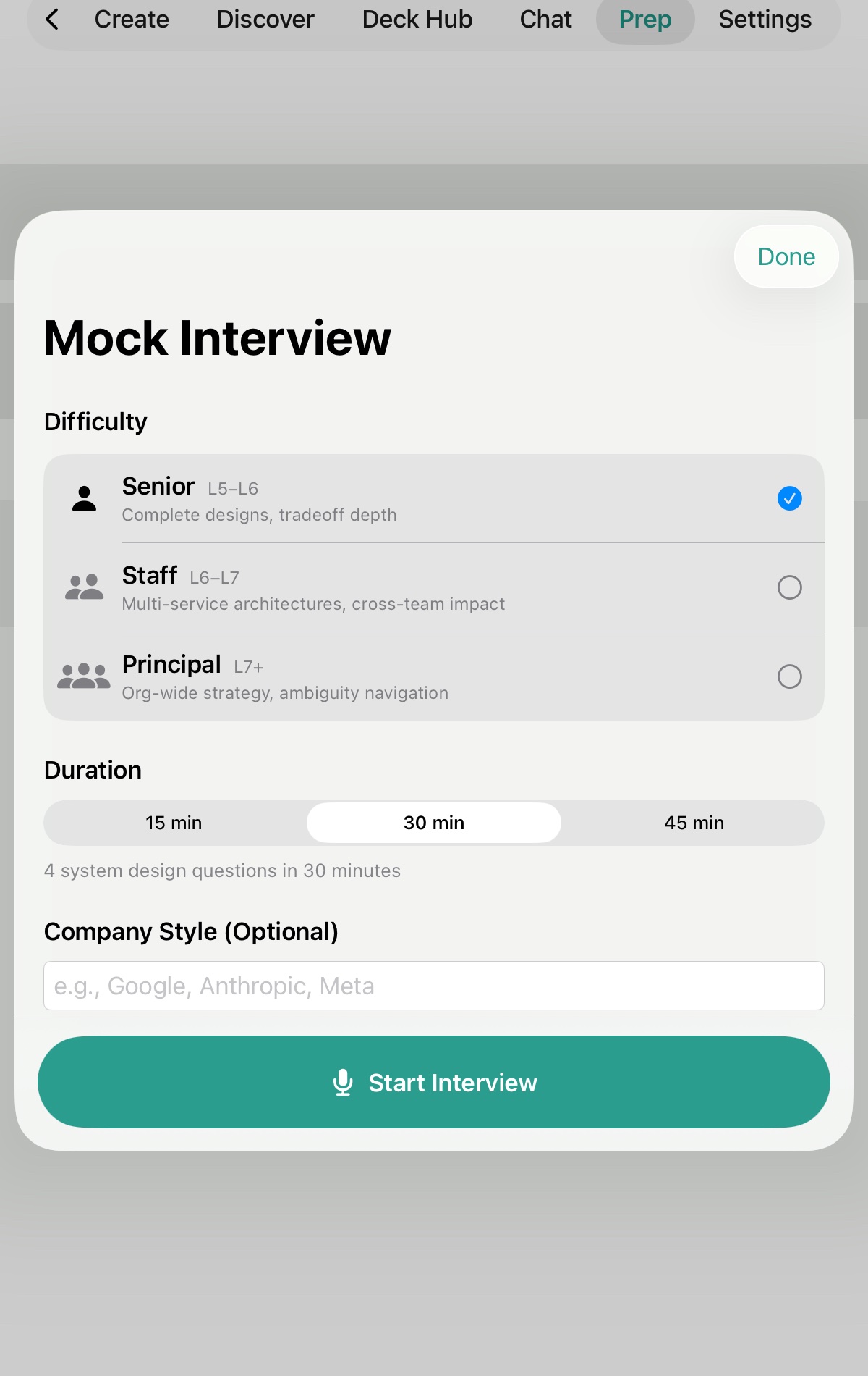 Anchrs mock interview setup on iPad
